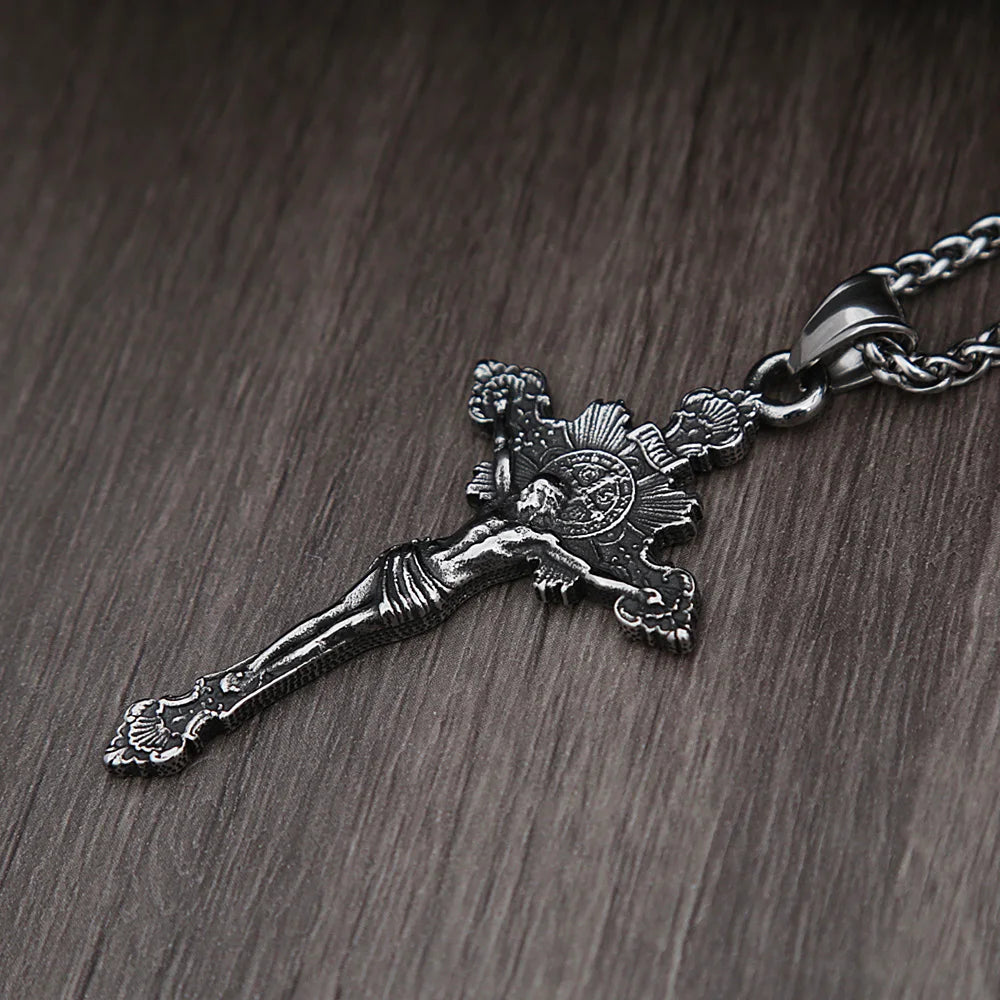 Crucifixo Colar Masculino Prata Modelo Essência Divina
