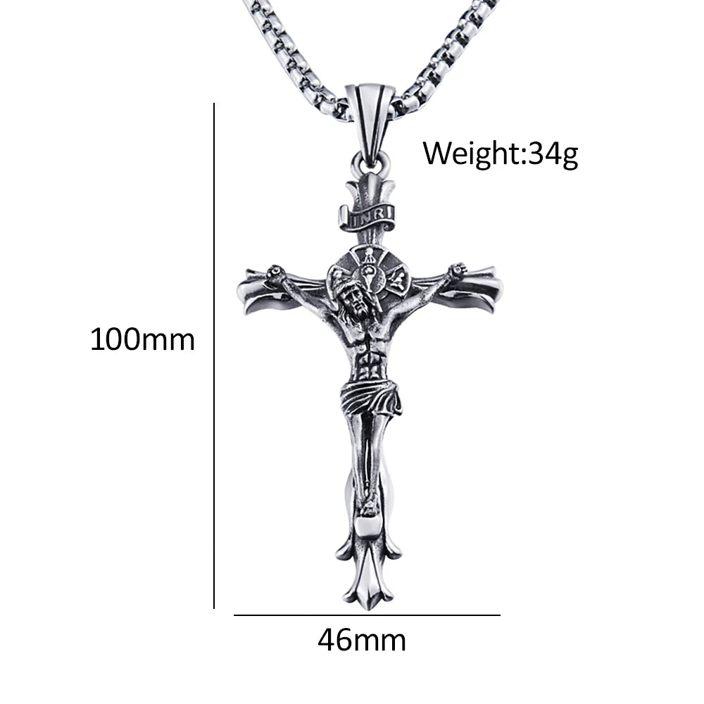 Crucifixo Colar Masculino Modelo Rex Gloriae Prata