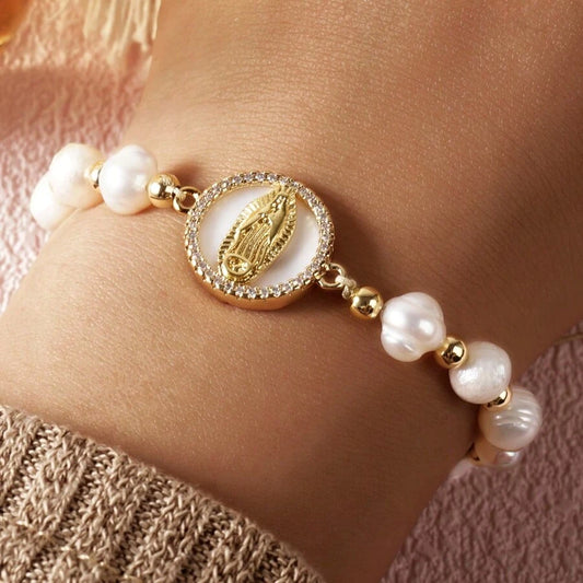 pulseira de pérolas nossa senhora de guadalupe