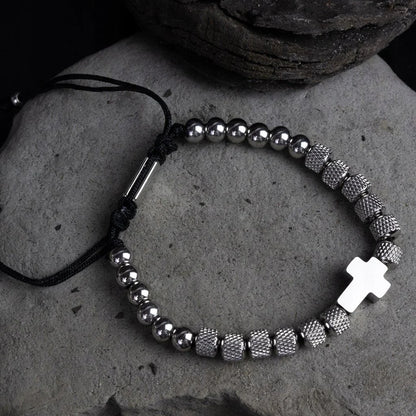Pulseira Masculina Cruz de Aço Inoxidável