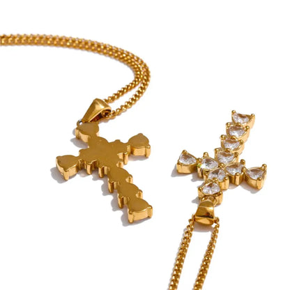 Colar Feminino Cruz Zircônia Cúbica Banhado a Ouro 18K