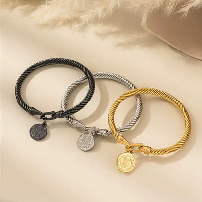 Pulseira Medalha São Bento em Aço Inoxidável