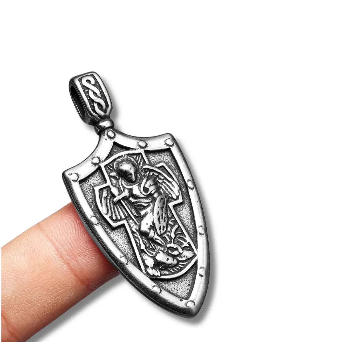 Colar Masculino Pingente de Escudo Arcanjo São Miguel