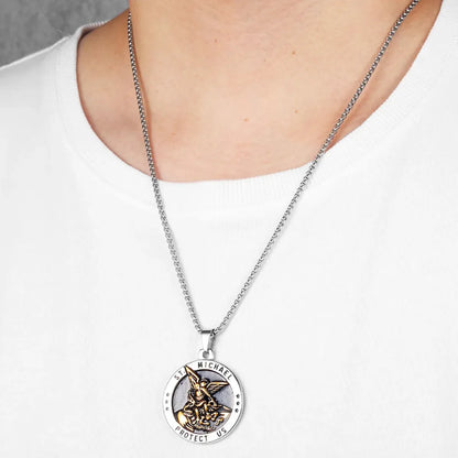 Colar Masculino de São Miguel Arcanjo em Aço Inoxidável