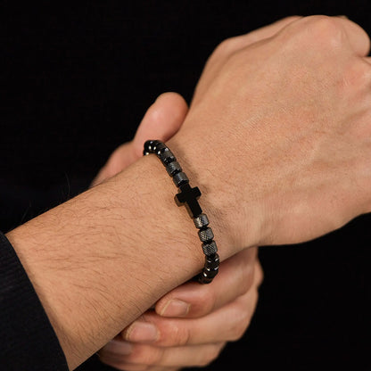 Pulseira Masculina Cruz de Aço Inoxidável