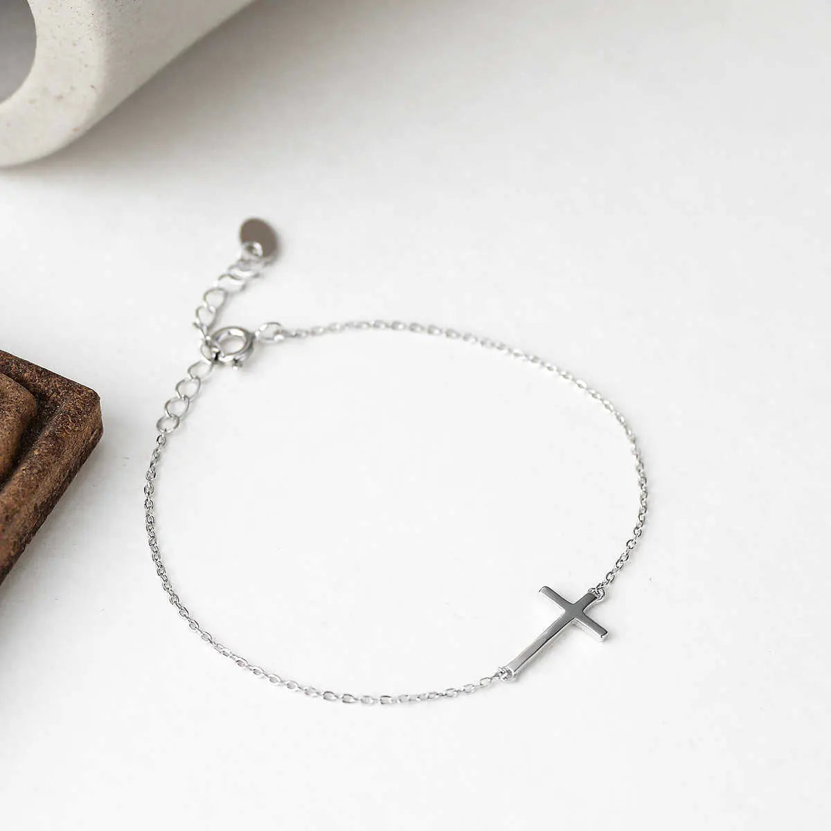 Pulseira Cruz Prata Esterlina 925 Feminina