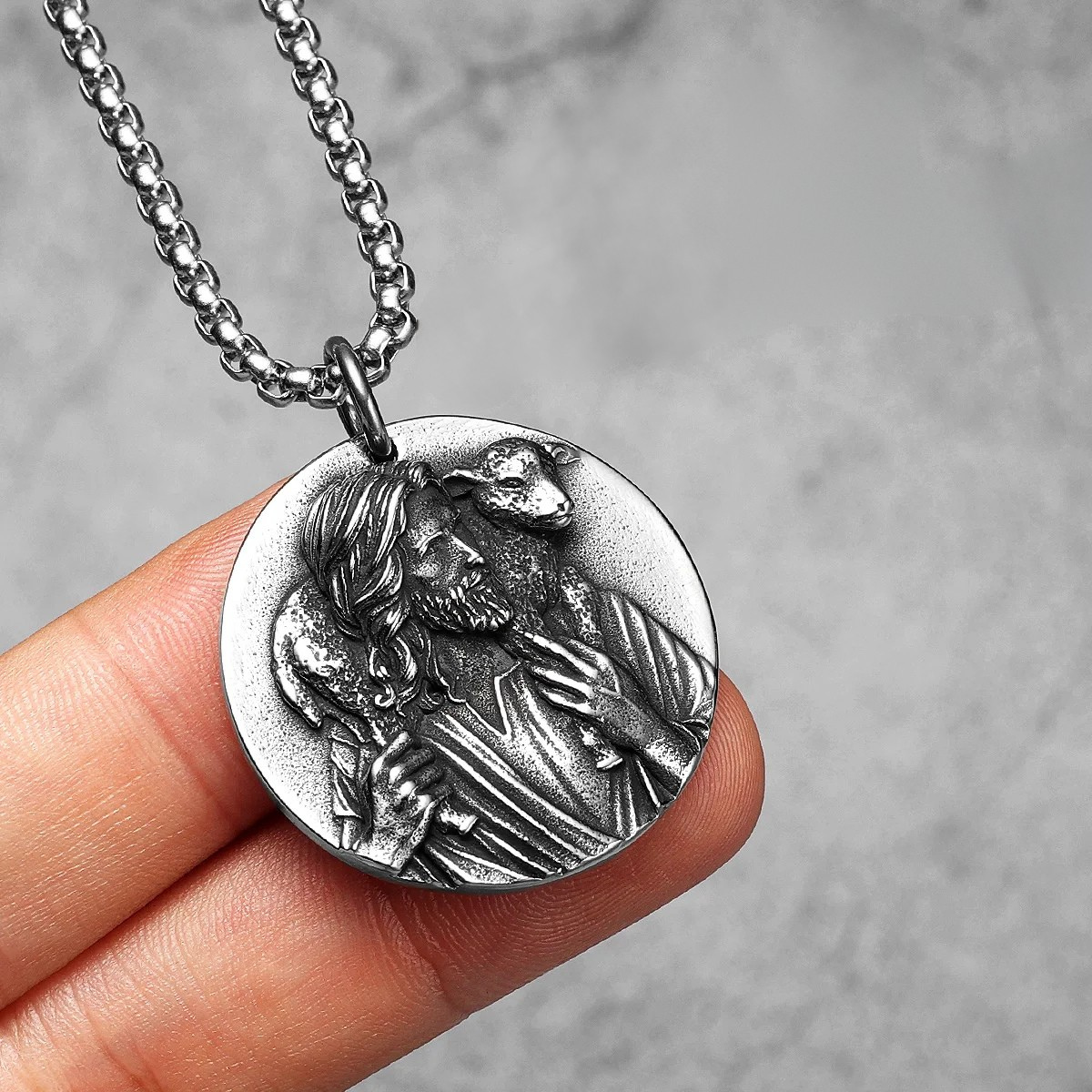 Colar Jesus Pastor em Aço Inoxidável