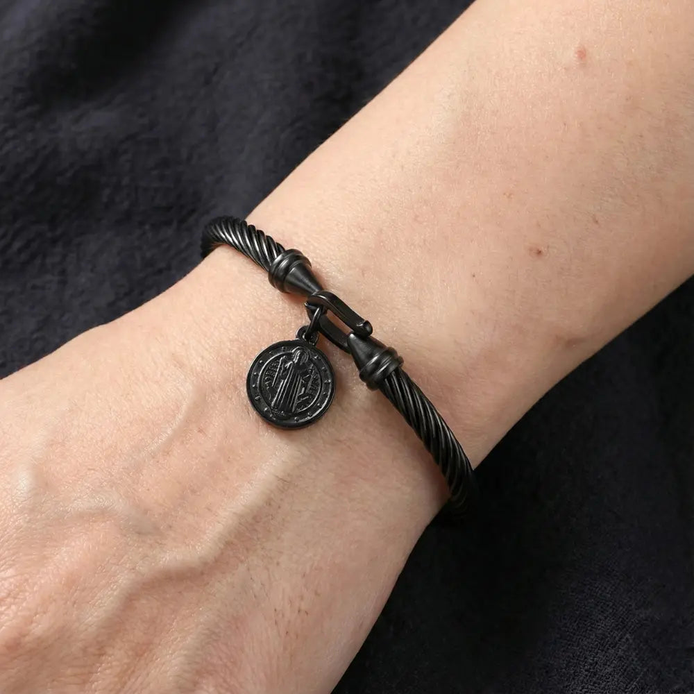 Pulseira Medalha São Bento em Aço Inoxidável