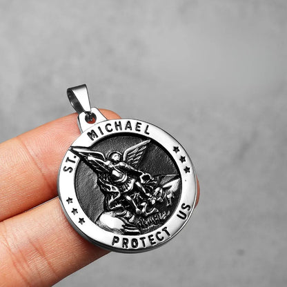 Colar Masculino de São Miguel Arcanjo em Aço Inoxidável