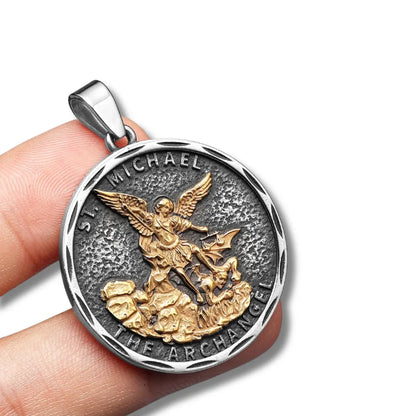 Colar São Miguel Arcanjo Masculino Modelo Guardião Prata