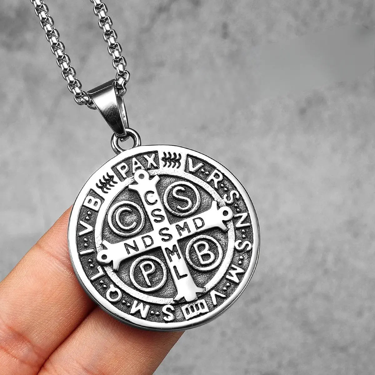 Colar Masculino Medalha de São Bento Prata
