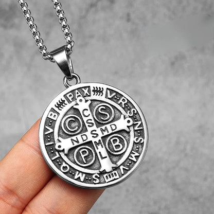 Colar Masculino Medalha de São Bento Prata