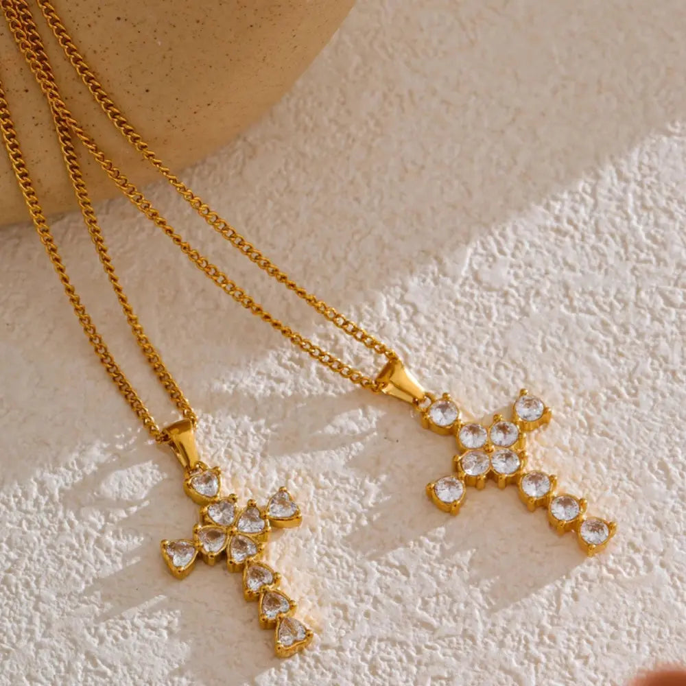 Colar Feminino Cruz Zircônia Cúbica Banhado a Ouro 18K