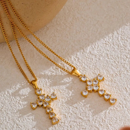 Colar Feminino Cruz Zircônia Cúbica Banhado a Ouro 18K