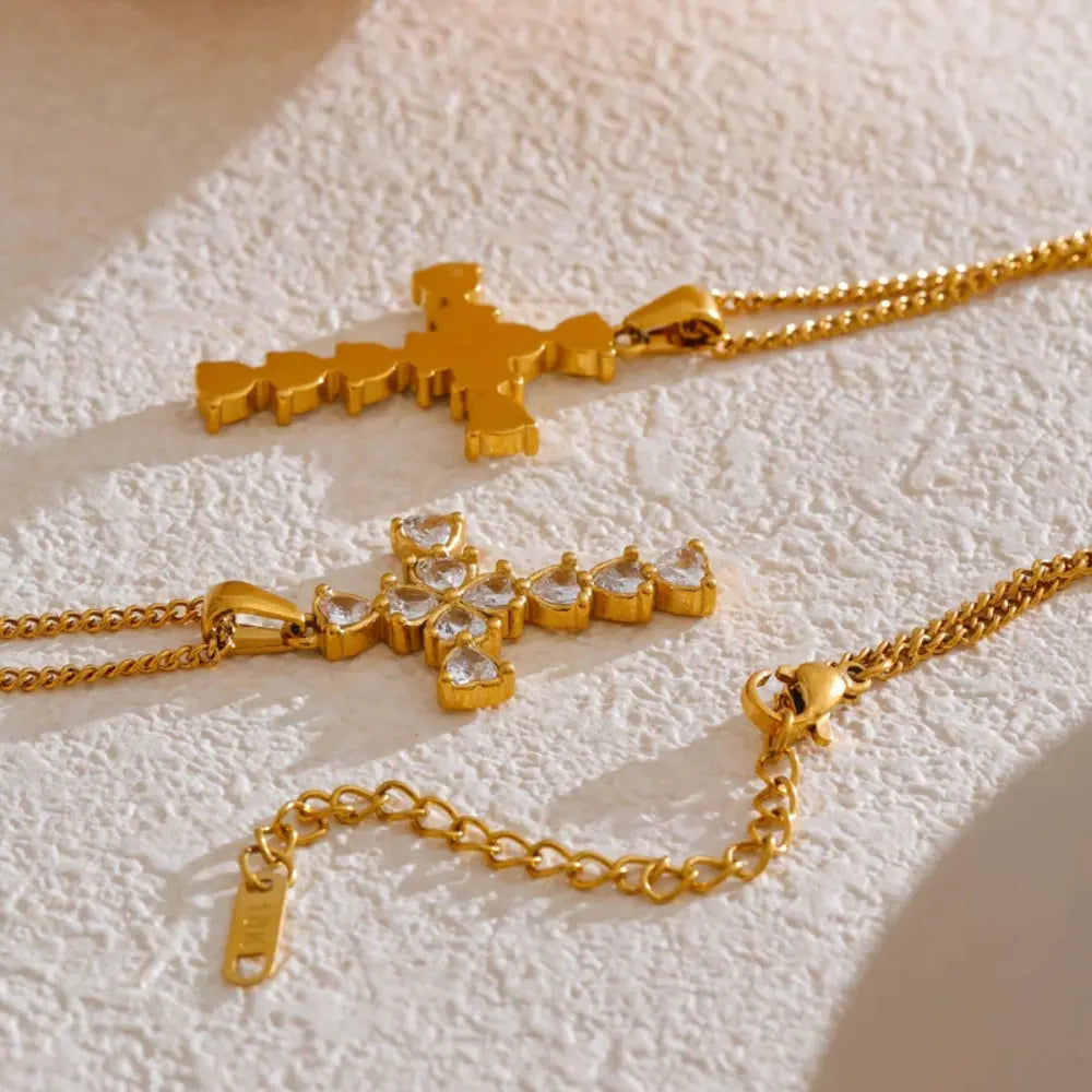 Colar Feminino Cruz Zircônia Cúbica Banhado a Ouro 18K