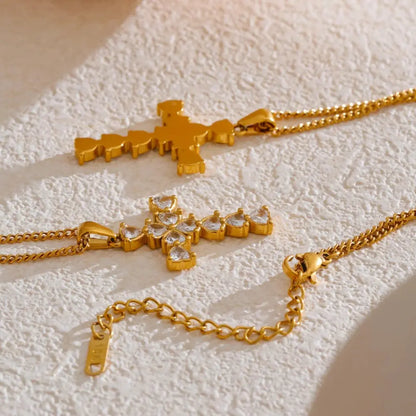 Colar Feminino Cruz Zircônia Cúbica Banhado a Ouro 18K