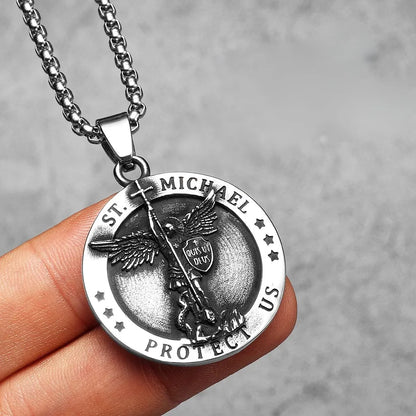 Colar Masculino de São Miguel Arcanjo em Aço Inoxidável
