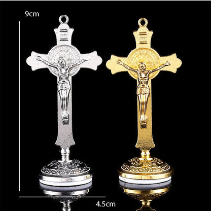 Crucifixo de São Bento Banhado a Ouro 9 cm