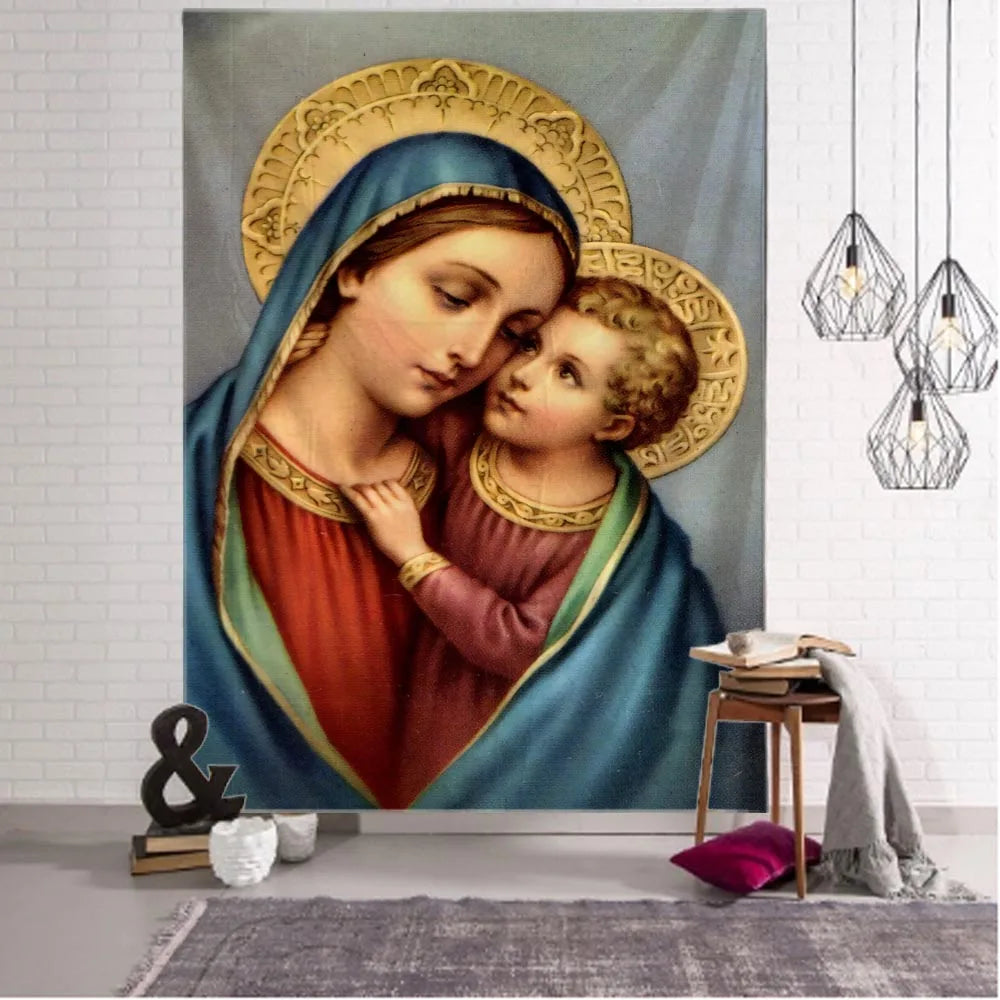 Jesus retro arte ilustração tapeçaria decoração de parede para casa hippie boêmio decoração yoga tapete folhas decoração do quarto estético