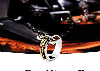 Anel Masculino com Crucifixo Aço Inoxidável