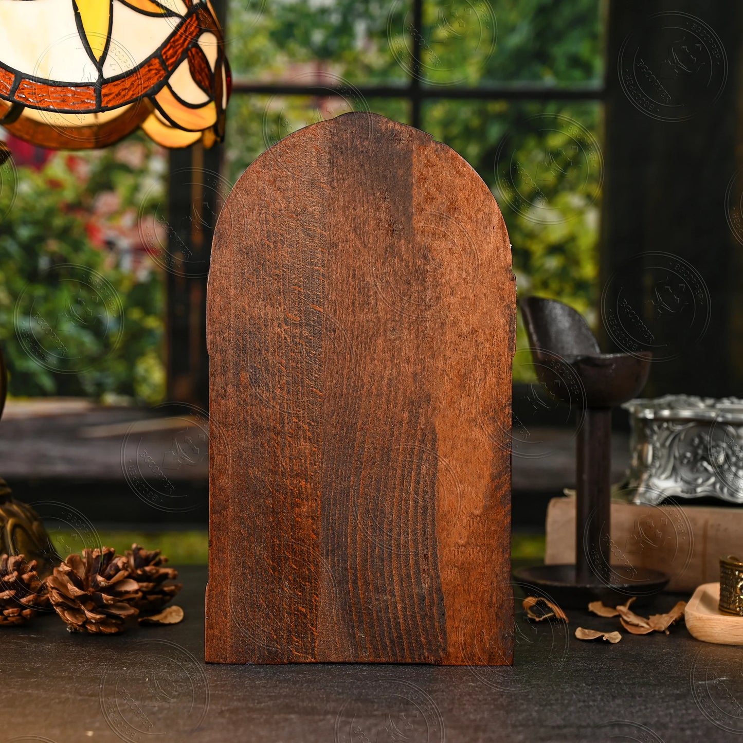 Escultura de Madeira Sagrado Coração de Jesus para Decoração de Mesa