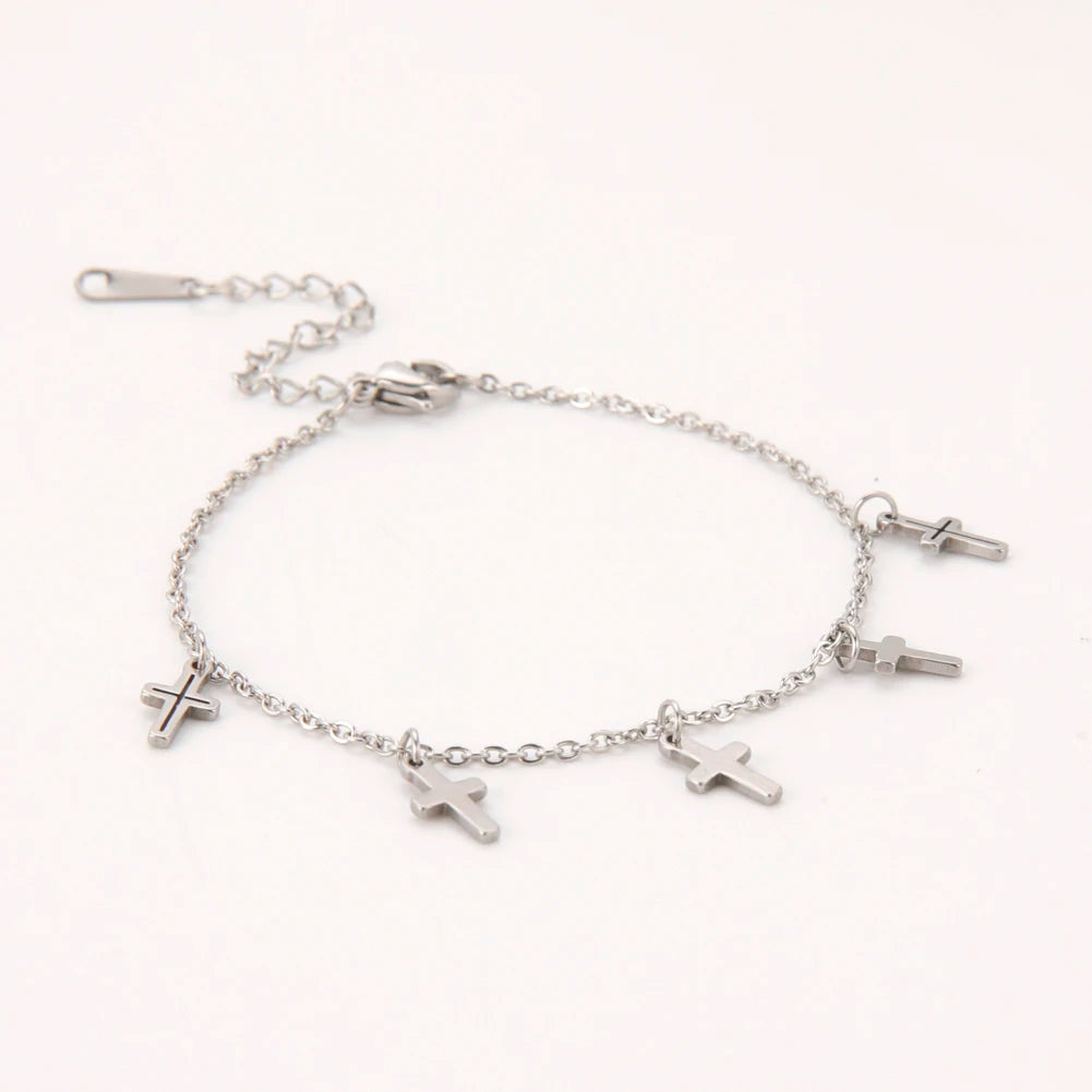 Pulseira Feminina com Pingente de Cruz