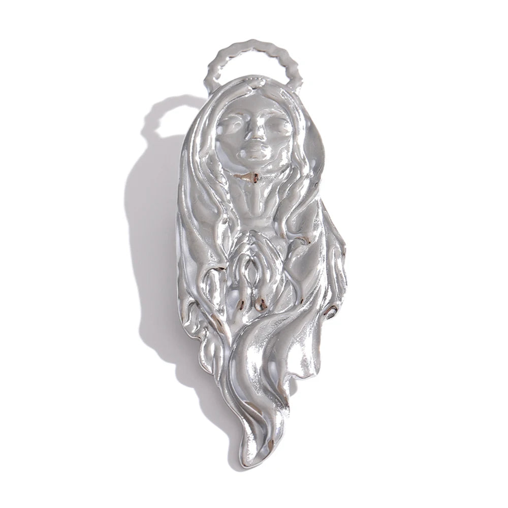 broche virgem maria prata