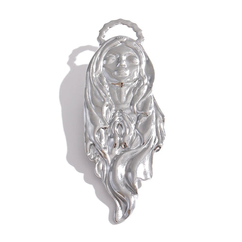 Broche Religioso Nossa Senhora Modelo Silhueta Prata