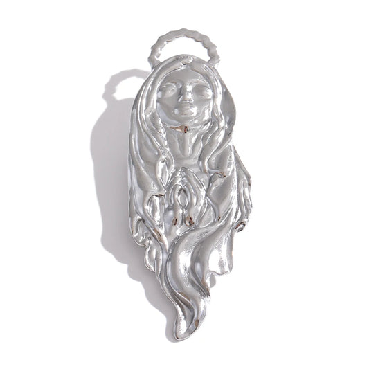 Broche Religioso Nossa Senhora Modelo Silhueta Prata