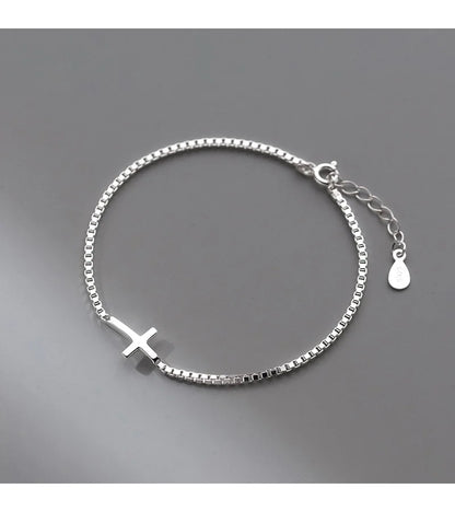 Pulseira Feminina Cruz em Prata Esterlina 925