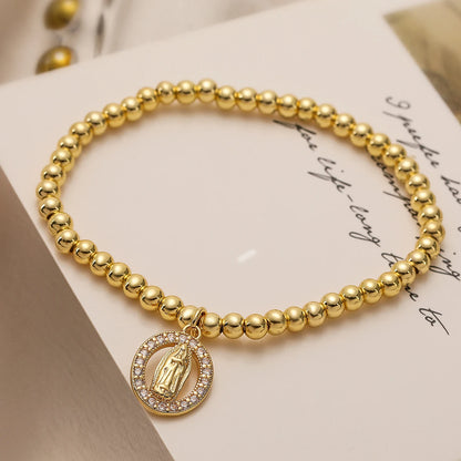 Pulseira Banhada a Ouro com Pingente de Nossa Senhora de Guadalupe