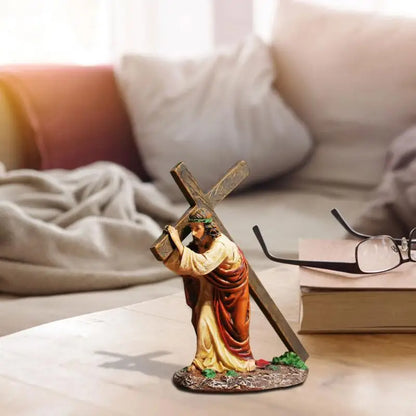 Estátua de crucifixo Jesus Crosss Estátua de resina Figura de Cristo Acessórios religiosos católicos Decoração