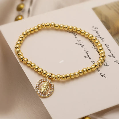 Pulseira Banhada a Ouro com Pingente de Nossa Senhora de Guadalupe