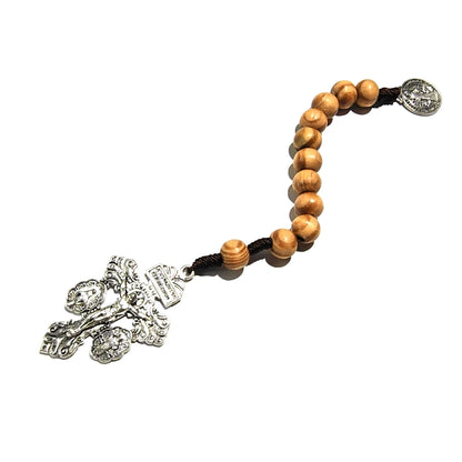 Mini Terço de Madeira com Cruz do Perdão e Medalha de São Bento