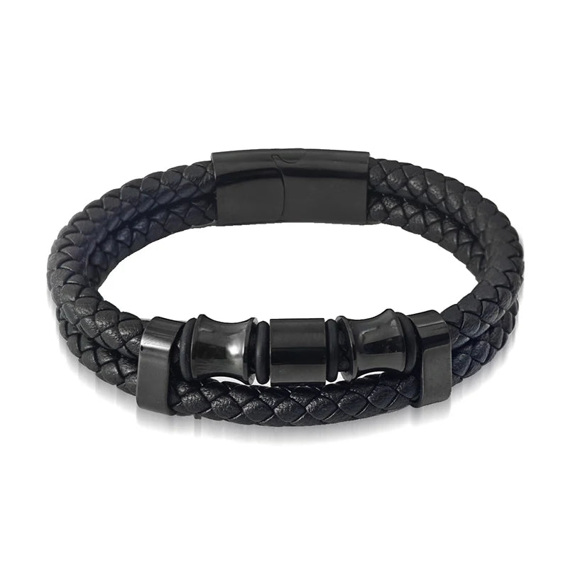 Pulseira Masculina de Couro com Cruz Devoto