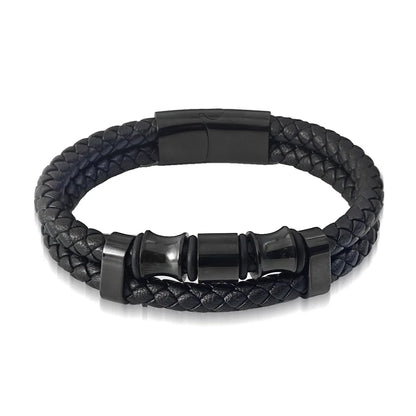 Pulseira Masculina de Couro com Cruz Devoto