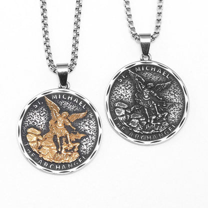 Colar São Miguel Arcanjo Masculino Modelo Guardião Prata