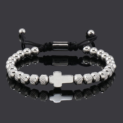 Pulseira Masculina Cruz de Aço Inoxidável