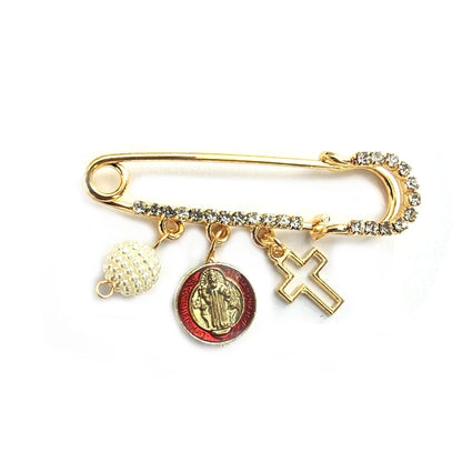 Broche Medalha São Bento com Cristais