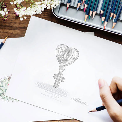 Berloque Cruz Prata Esterlina 925 com Mãos em Oração