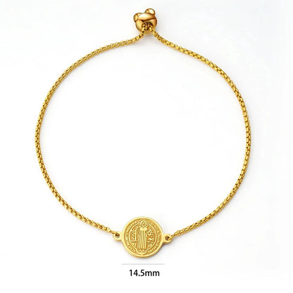 Pulseira Medalha São Bento em Aço Inoxidável Ajustável