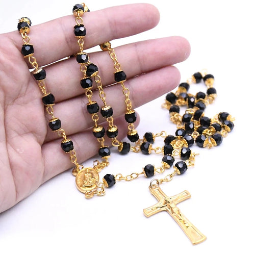 Terço de Nossa Senhora de Fátima Preto e Dourado