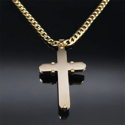 Colar Crucifixo Masculino Banhado a Ouro