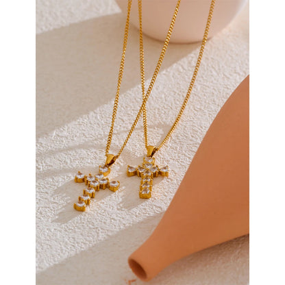 Colar Feminino Cruz Zircônia Cúbica Banhado a Ouro 18K