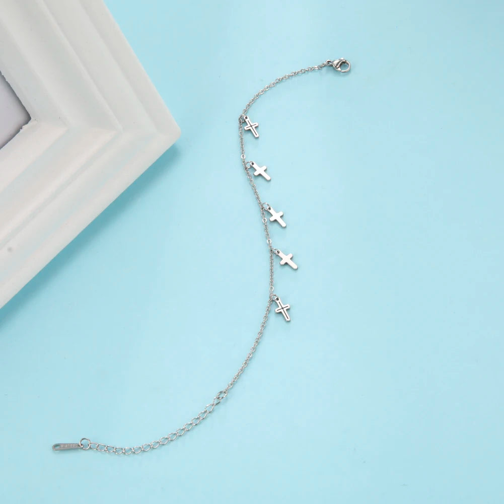 Pulseira Feminina com Pingente de Cruz