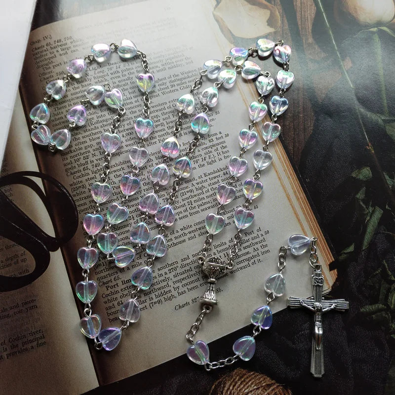 Terço Nossa Senhora Coroada de Estrelas com Contas de Coração