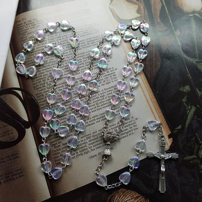 Terço Nossa Senhora Coroada de Estrelas com Contas de Coração