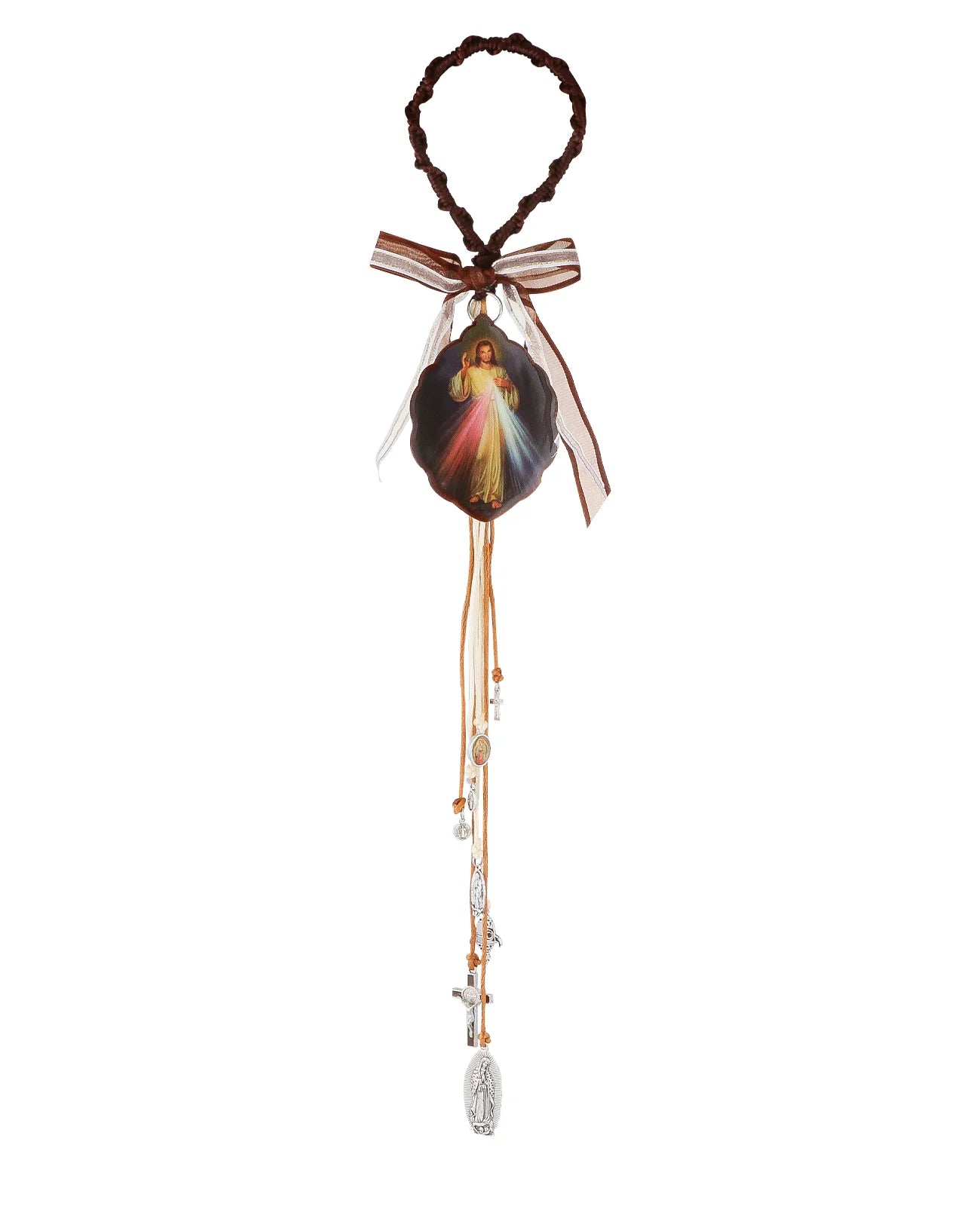 Diyalo-medalha católica de madeira, ornamento do coração sagrado do deus de jesus, pendente para o carro, joia religiosa