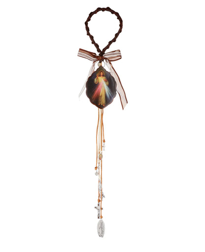 Diyalo-medalha católica de madeira, ornamento do coração sagrado do deus de jesus, pendente para o carro, joia religiosa