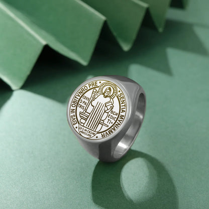 Anel São Bento Unissex em Aço Inoxidável